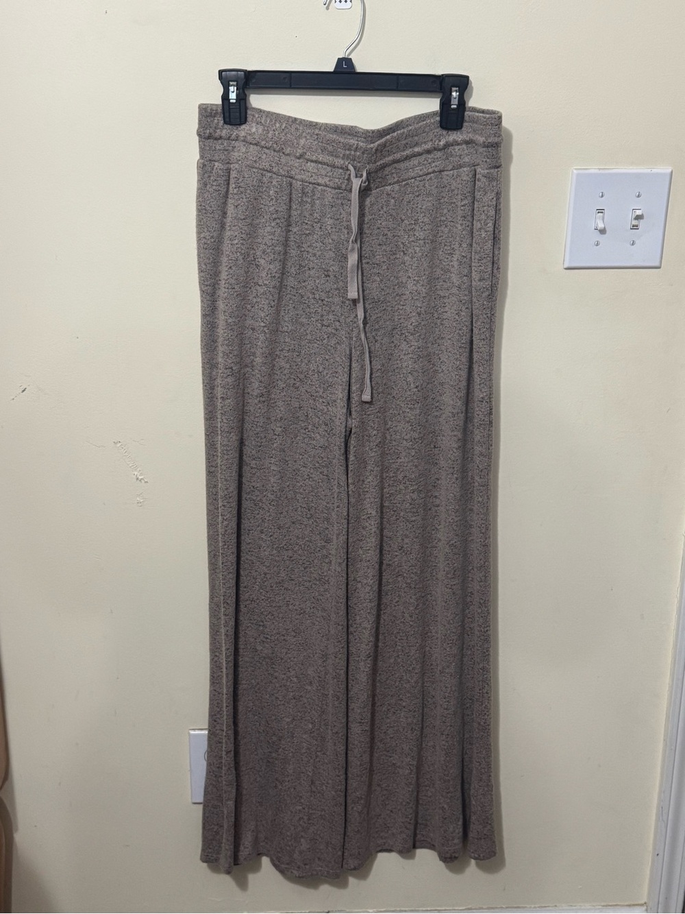Cupio Taupe Wide-Leg Knit Maxi Skirt with Drawstring